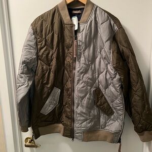 Men's TAION Quilted Bomber Jacket - Olive and Gray